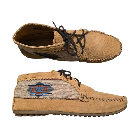 Minnetonka El Paso Womens Size 10 Ankle Bootie Moccasin Light Brown Suede 571 - Picture 4 of 10